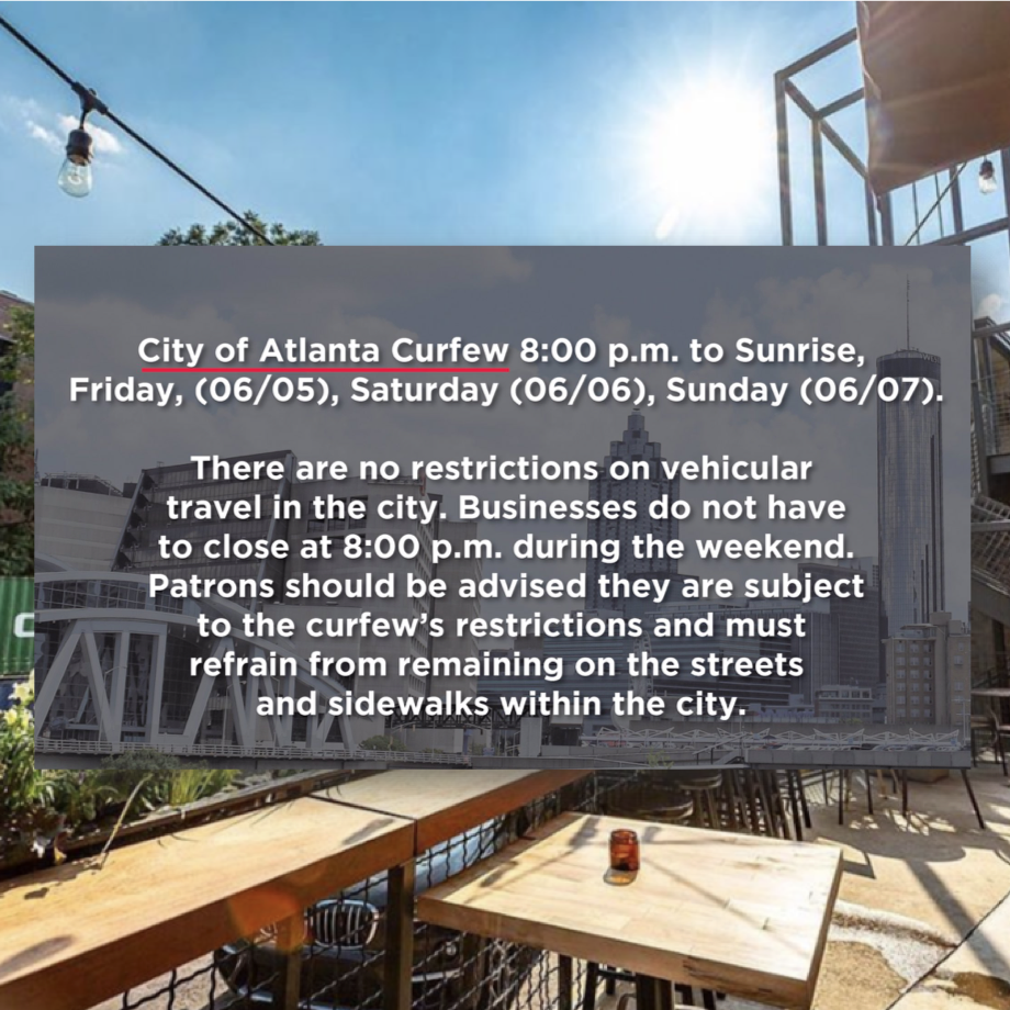 Atlanta curfews restaurants