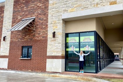 Photo: Official - 'Scooping soon': Franchise co-owner Natalia O'Mara in front of the forthcoming Jeremiah's Italian Ice in Melissa.