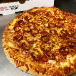 An original, hand-tossed Blackjack Pizza.