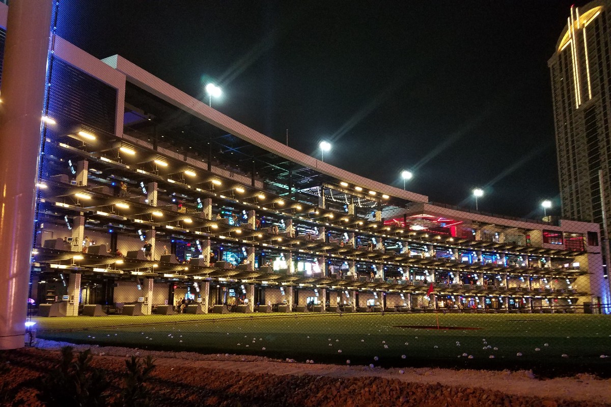 Picture of tees at TopGolf in Las Vegas, Nevada.