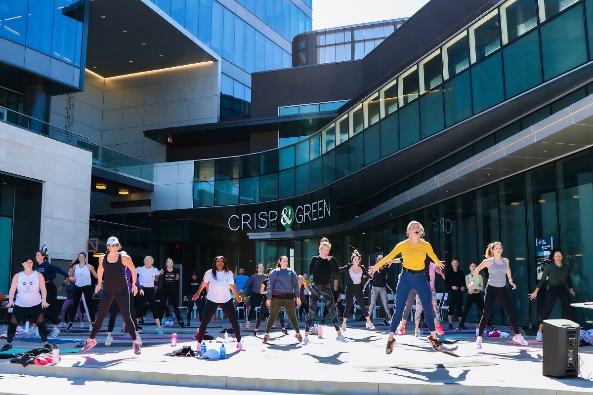 A Crisp and Green workout outside of its Dallas store.