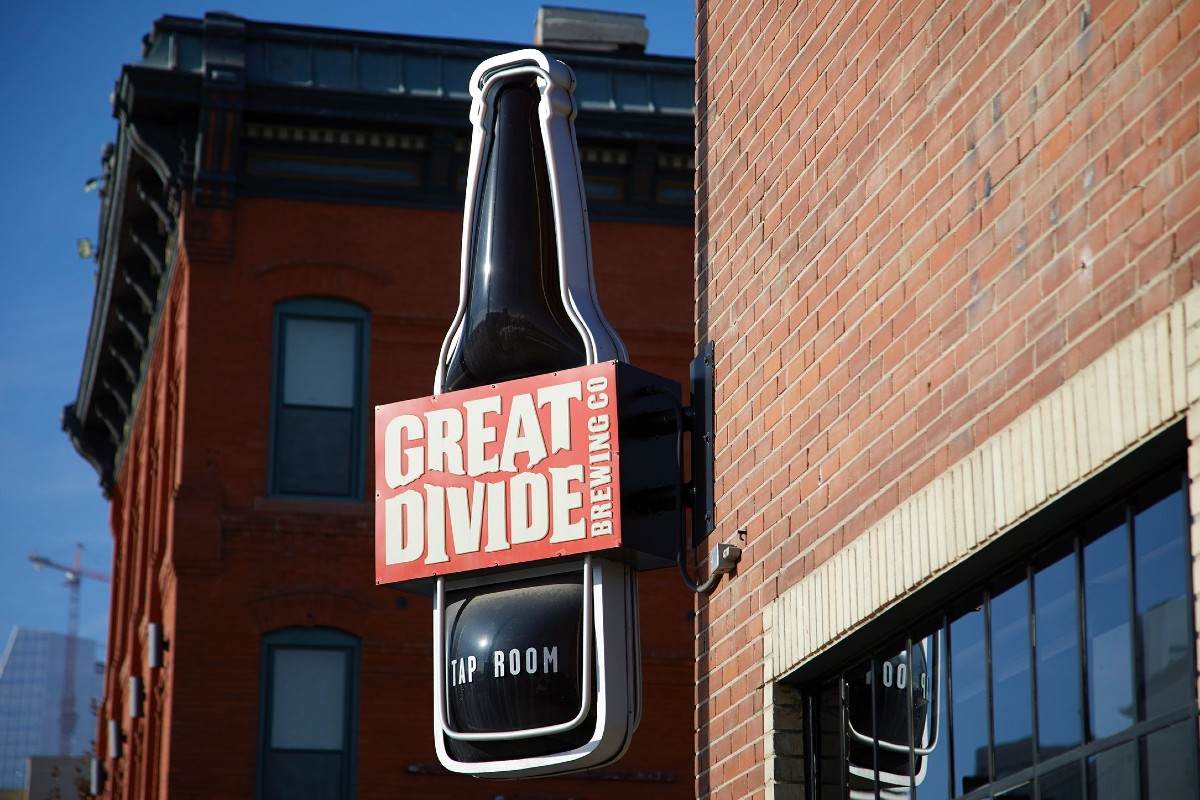 The sign outside of the Great Divide Brewing Co. in Denver.