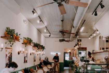 A photo inside the summit coffee shop in Davidson, NC.