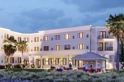 the george hotel rendering with restaurant overlooking the marina in georgetown sc