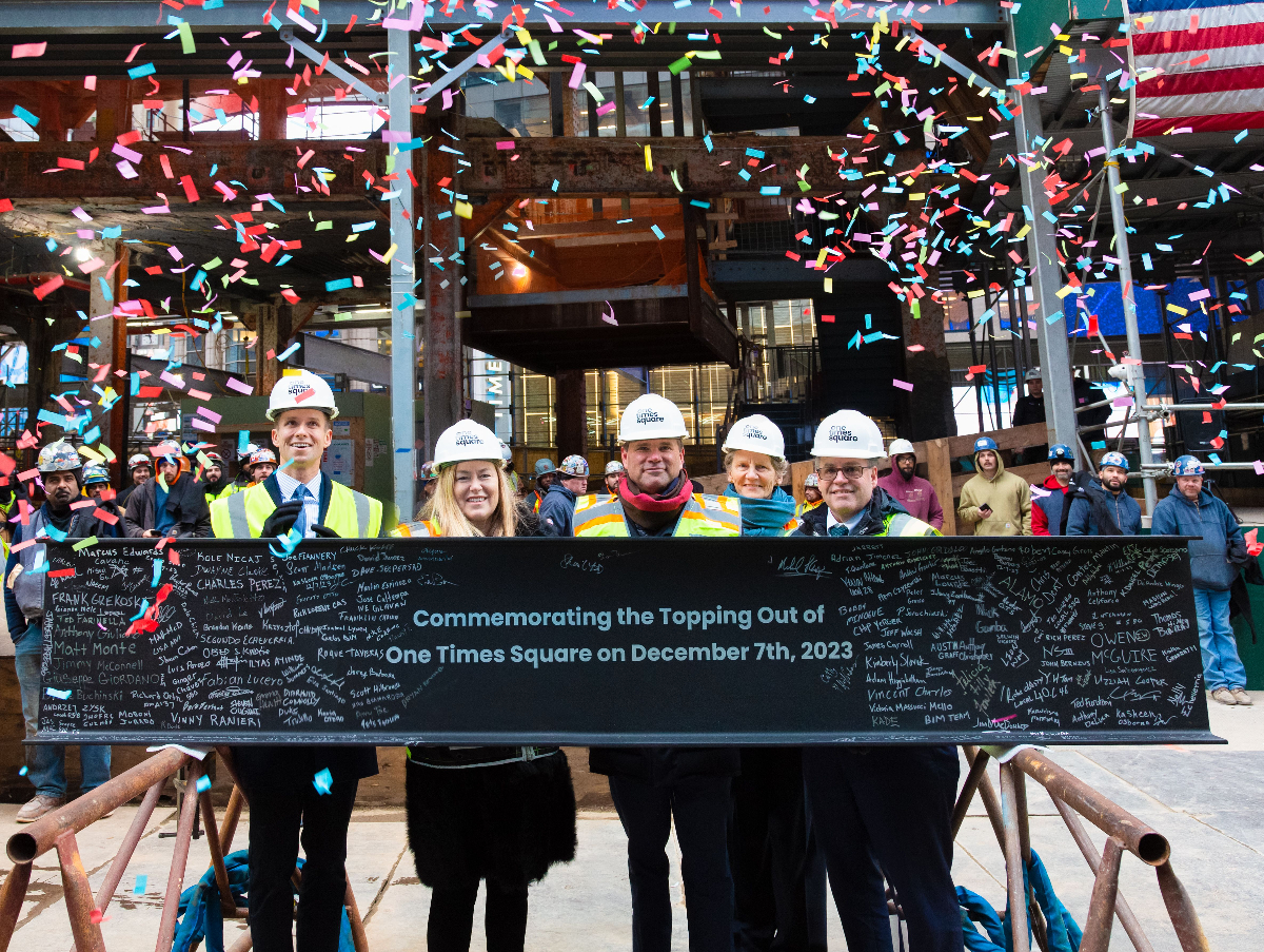 JAMESTOWN CELEBRATES TOPPING OUT OF ONE TIMES SQUARE REDEVELOPMENT