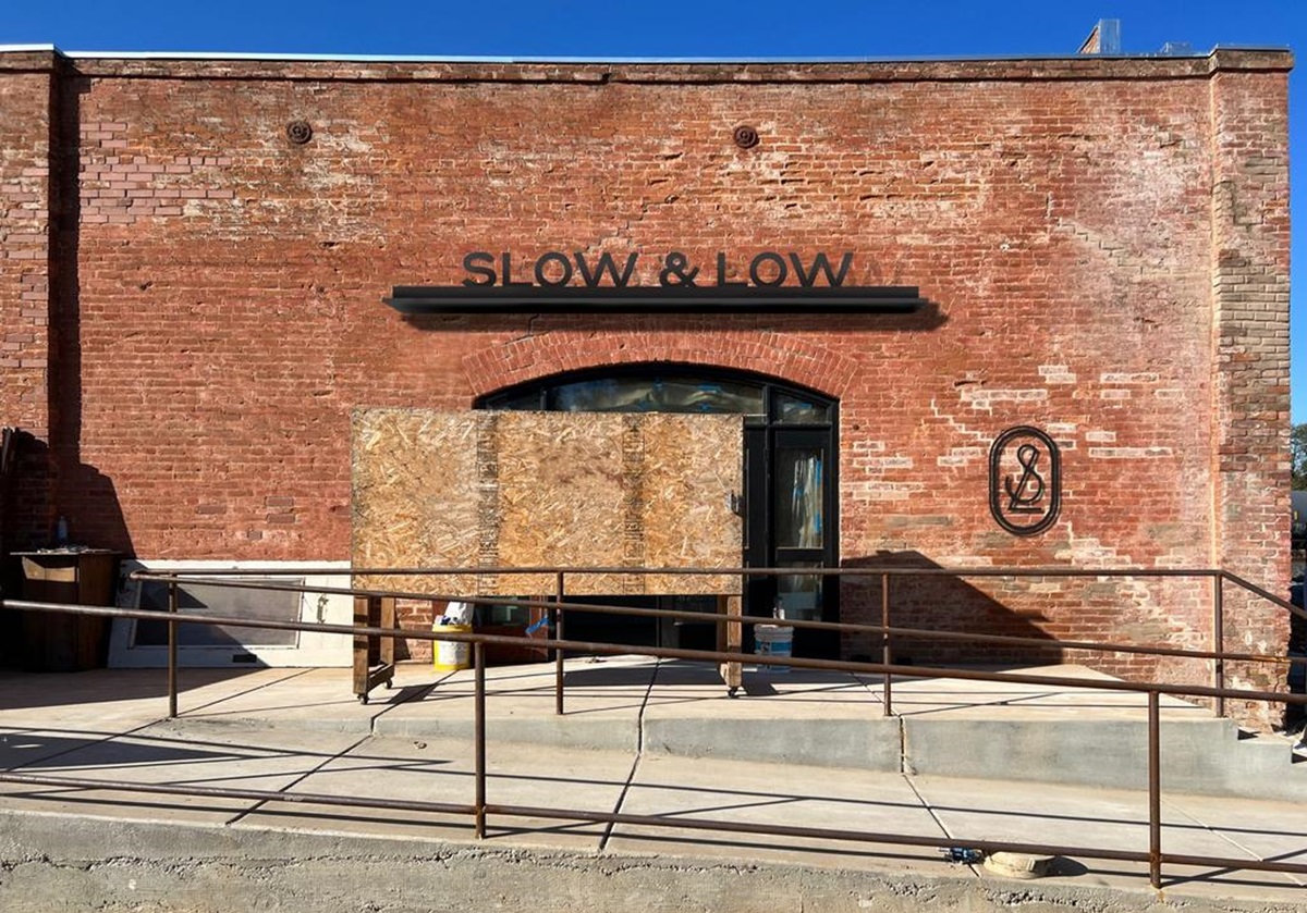 slow and low smokehouse elk grove brick building exterior railroad street