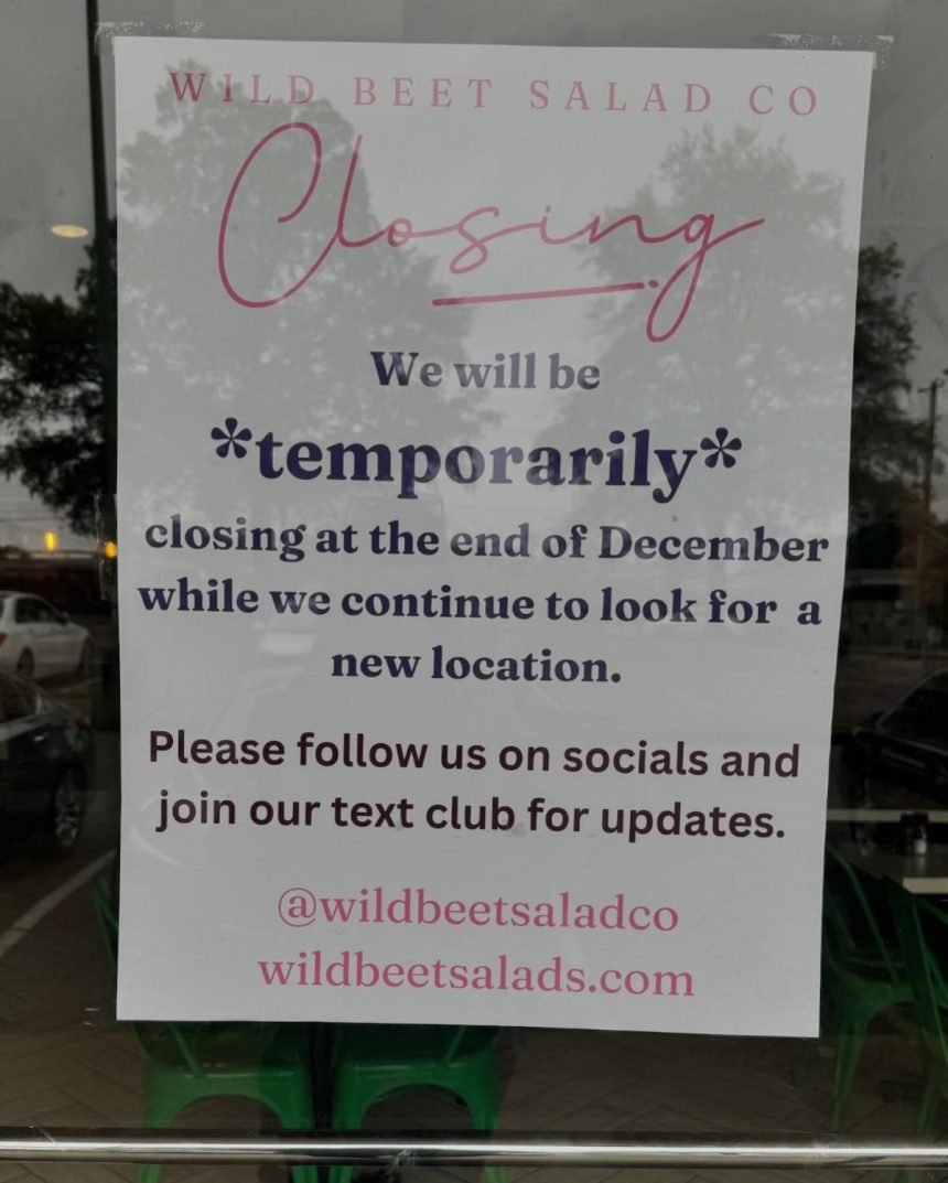 Wild Beet Salad Company to Temporarily Close in Search of New Location