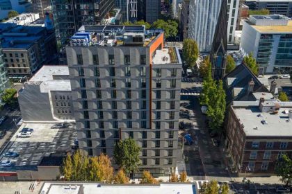 As an affordable 12-story structure, it highlights eco-friendly and nature inspired design.