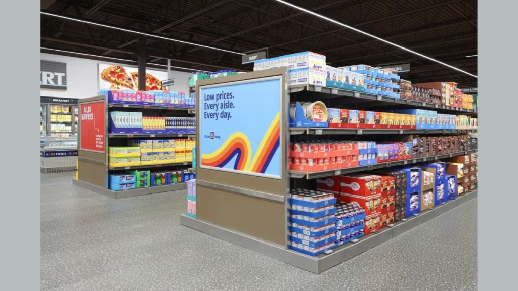 Different aisles inside the ALDI store