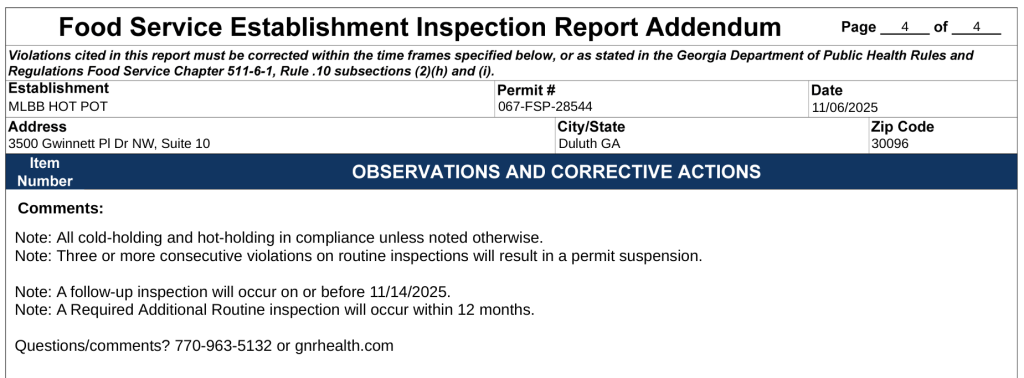 Follow-up inspection