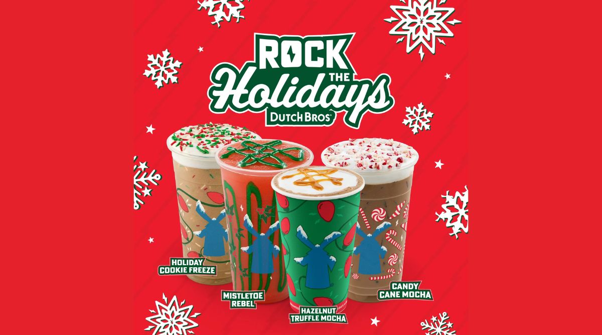 The Hazelnut Truffle Mocha, Candy Cane Mocha, Mistletoe Rebel, and Holiday Cookie Freeze are available now