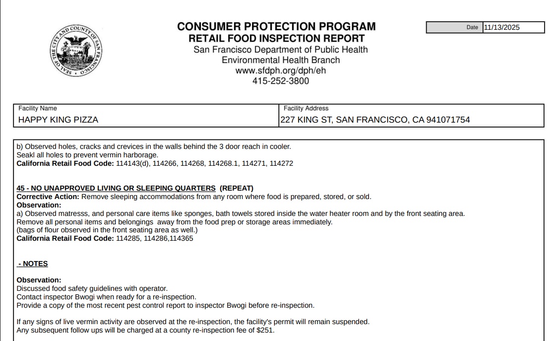 Bags of flour were seen stored in the same area.