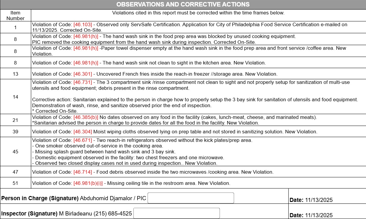 The handwash sink in the kitchen was not clean to the eye.