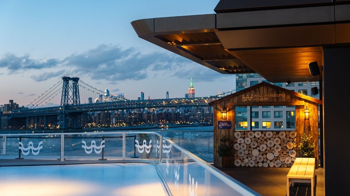 One Williamsburg Wharf has reimagined its outdoor pool as a seasonal ice skating spot using Glice.