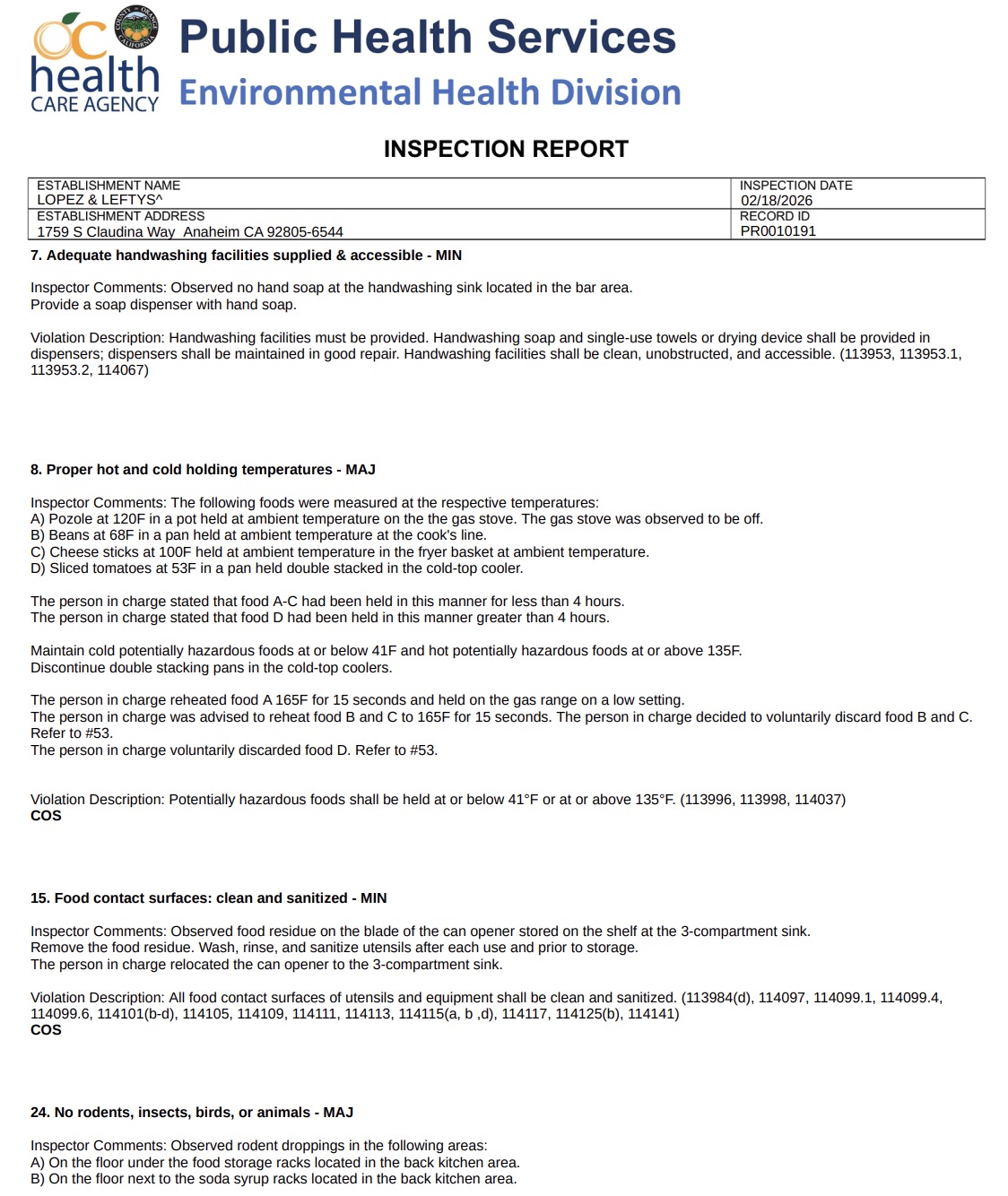 Pressurized cylinders were observed unfastened within the facility