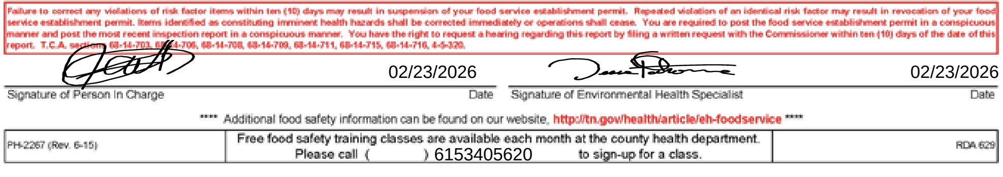 Kitchen utensils were observed stored in standing water measuring 78°F.