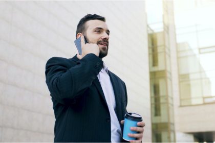 Person talking over the phone image