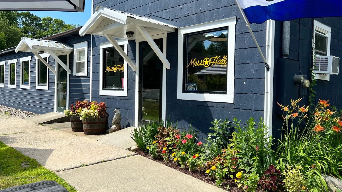 Exterior of military-inspired Mess Hall in New York