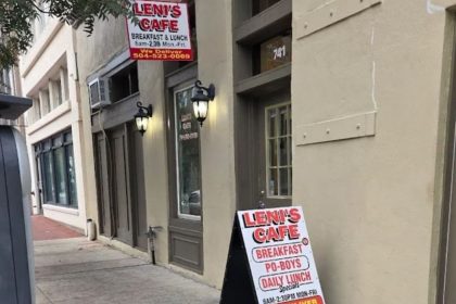 Exterior view and entrance of Leni’s Cafe in New Orleans
