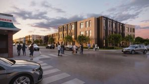 A rendered image of the development site