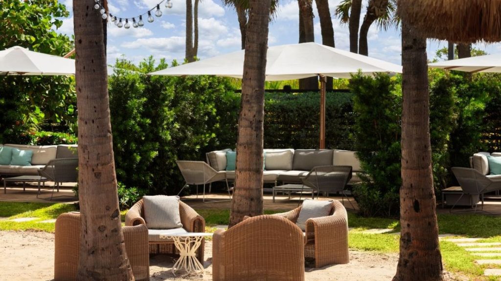 The Cabana-style outer seating area at the beach club