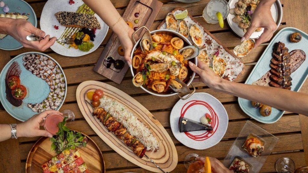 A view of the food table at Solei