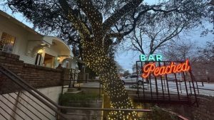 Entrance of Bar Peached, an Asian fusion restaurant (Wendi K. | Yelp)
