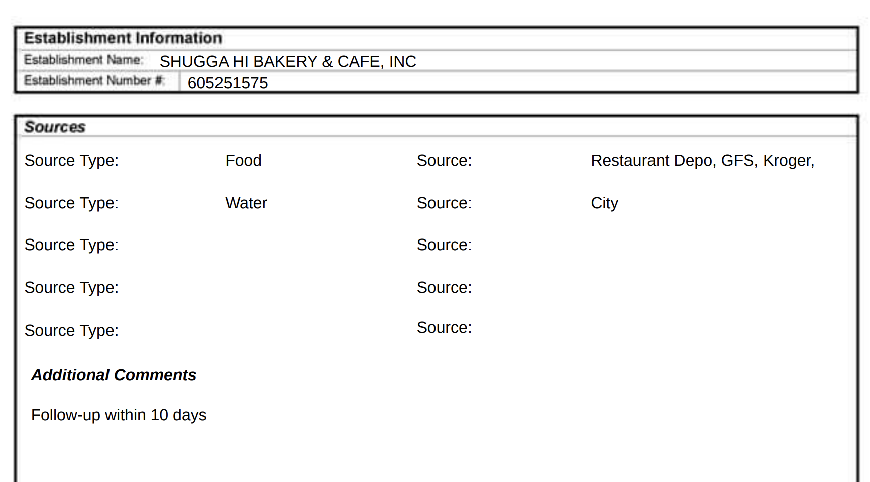 A screenshot of the follow-up inspection (inspections.myhealthdepartment.com/tennessee)