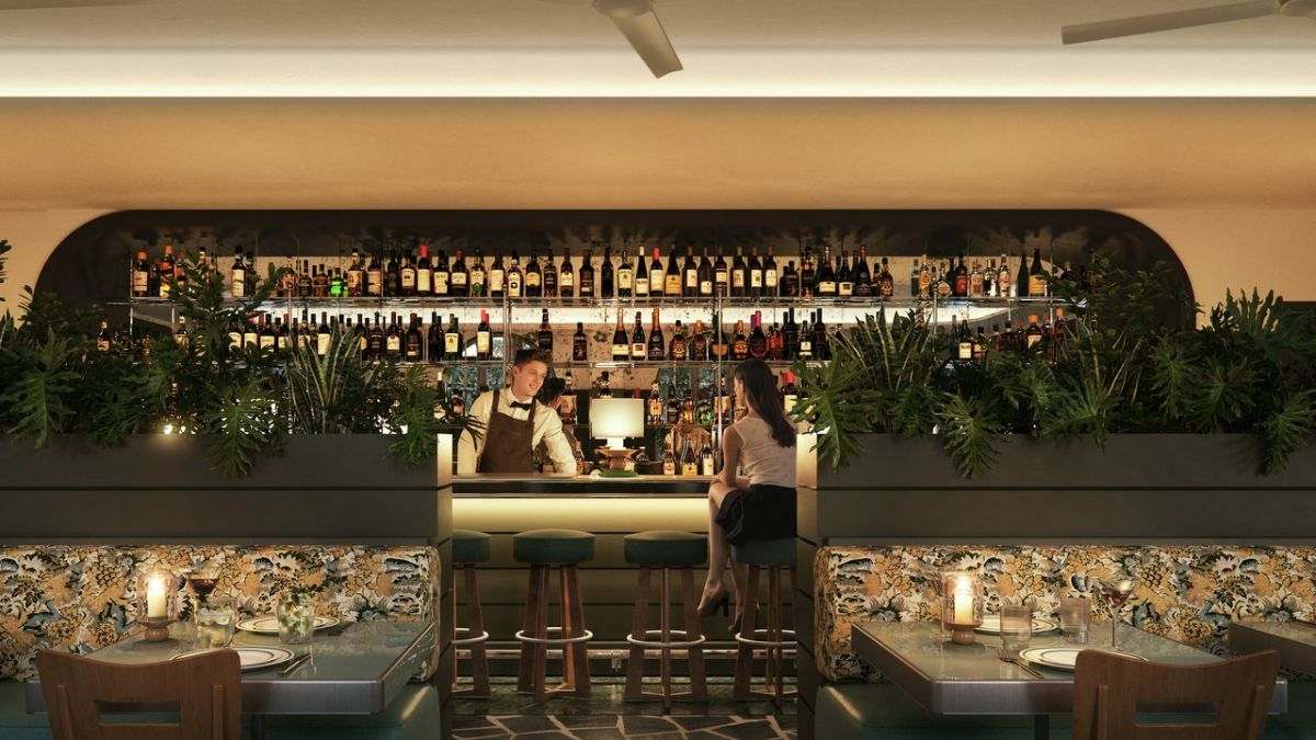 Restaurant and bar area inside the hotel (Courtesy of EskewDumezRipple)