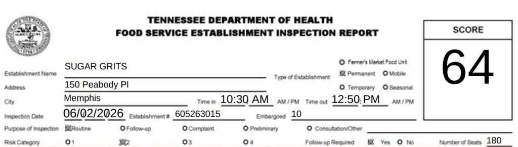 Official inspection report screenshot