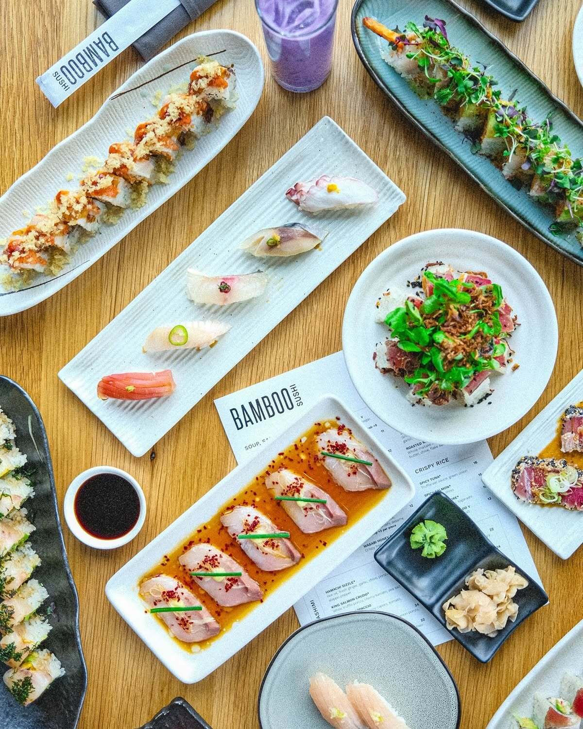 Assorted sushi dishes from Bamboo Sushi