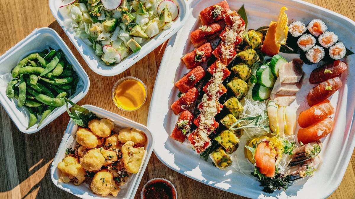 Sushi platter and sides from Bamboo Sushi