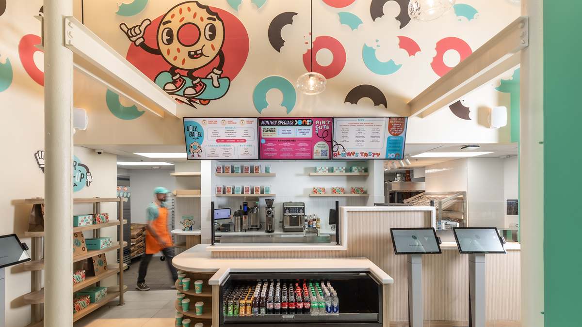 Inside the Ugly Bagel store