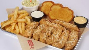 Huey Magoo’s is best known for its hand-breaded chicken tenders