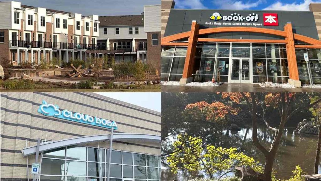 This image shows a mix of residential, dining, and retail tenants at Sakura Novi