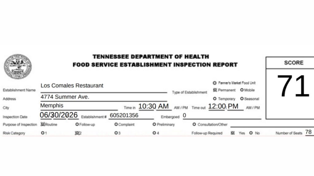 Los Comales Restaurant health inspection screenshot
