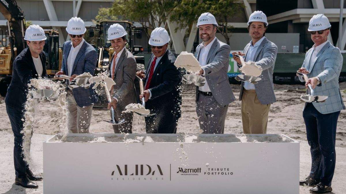 L to R - Scott Egarian, FrontRange Capital Investors; Kyle Flippen, FrontRange Capital Investors; Diego Bonet, LD&D; WPB Mayor Keith James; George Samarjian, IGEQ; Alejandro Bonet, LD&D; Christopher Davis, FrontRange Capital Investors (Official PR)