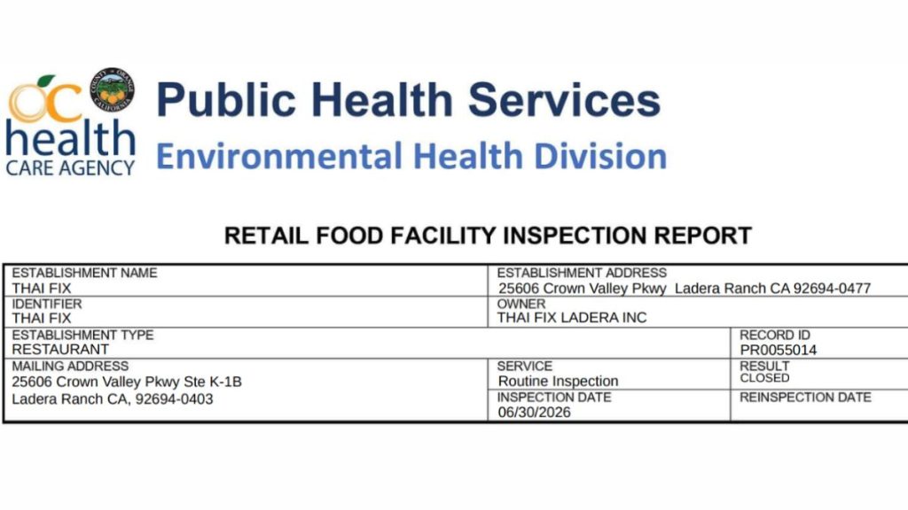 Thai Fix inspection report screenshot