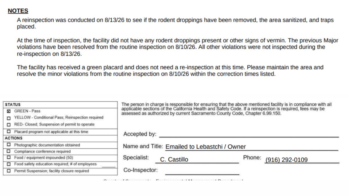 Pita Q reinspection report image