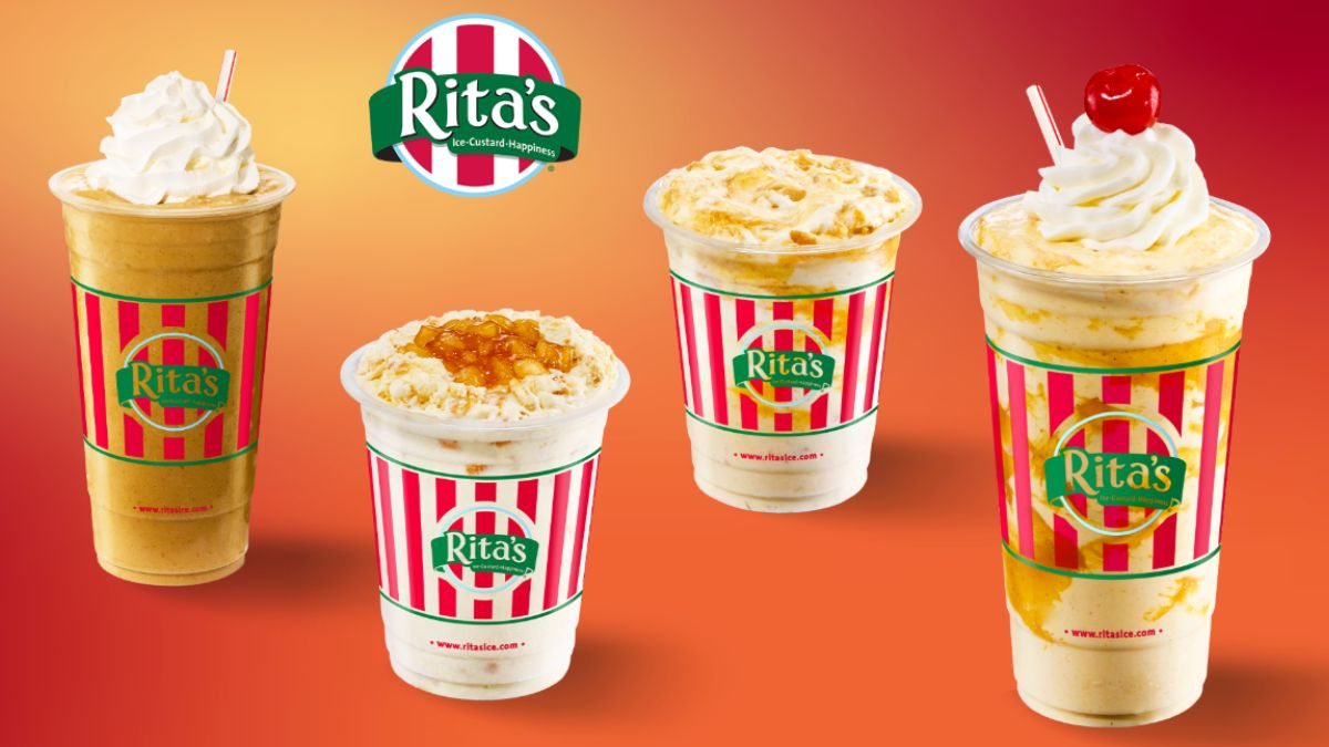 This image shows the latest pumpkin and apple flavored-items by Rita’s