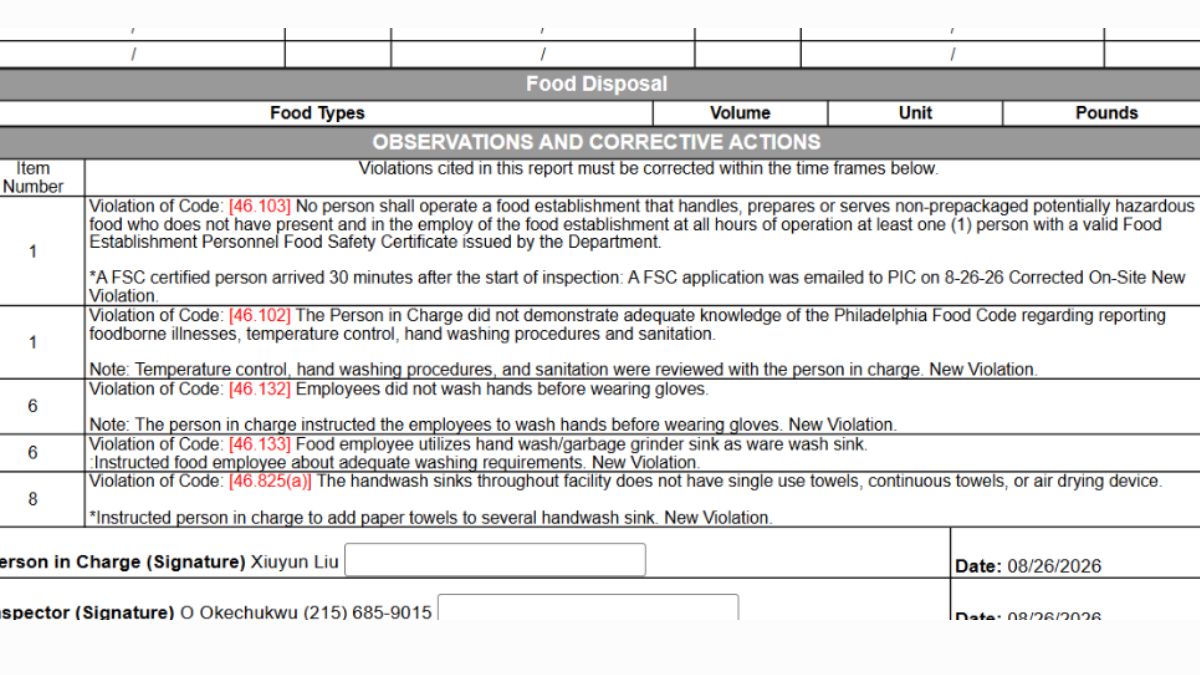 Umi Hot Pot Sushi & Seafood Buffet's violations noted in the health inspection report