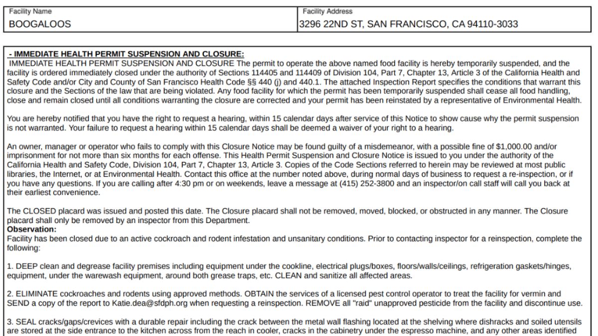 Screenshot of the closure comments