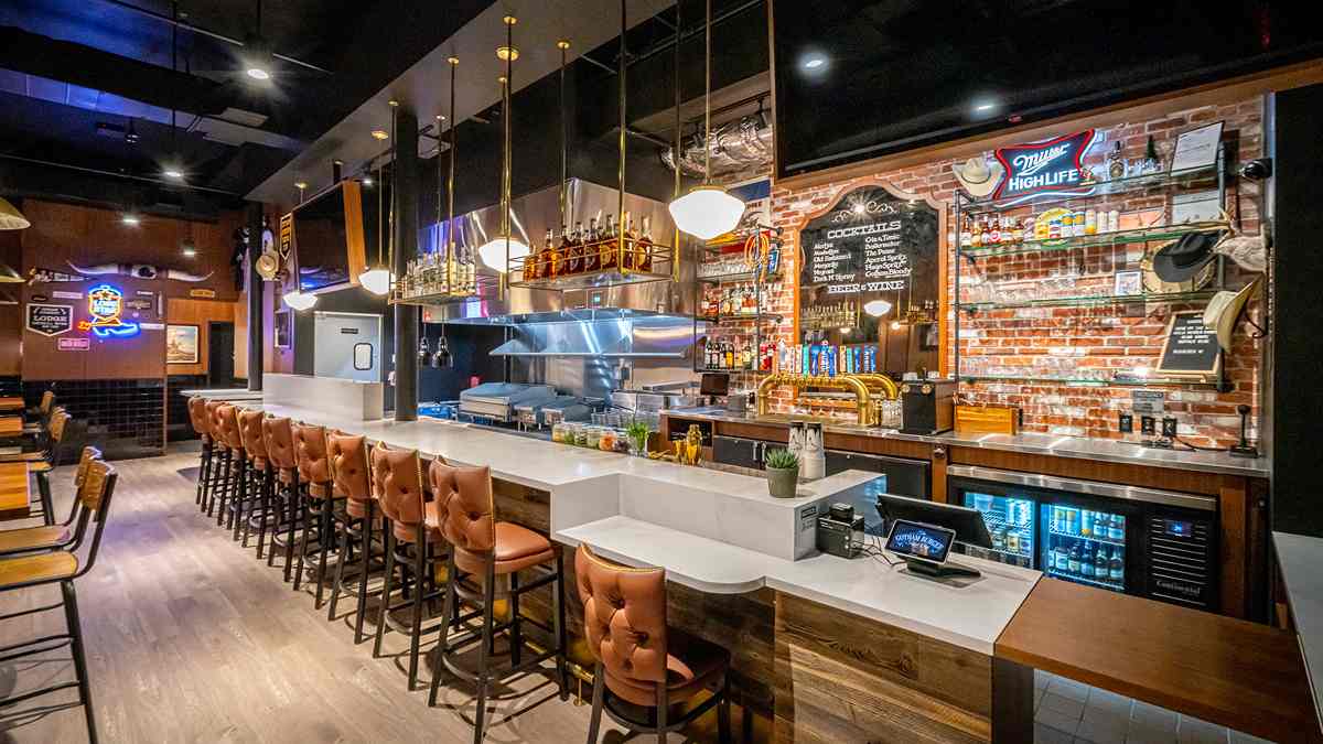 Gotham Burger Social Club offers seating for 57 guests at its new location.